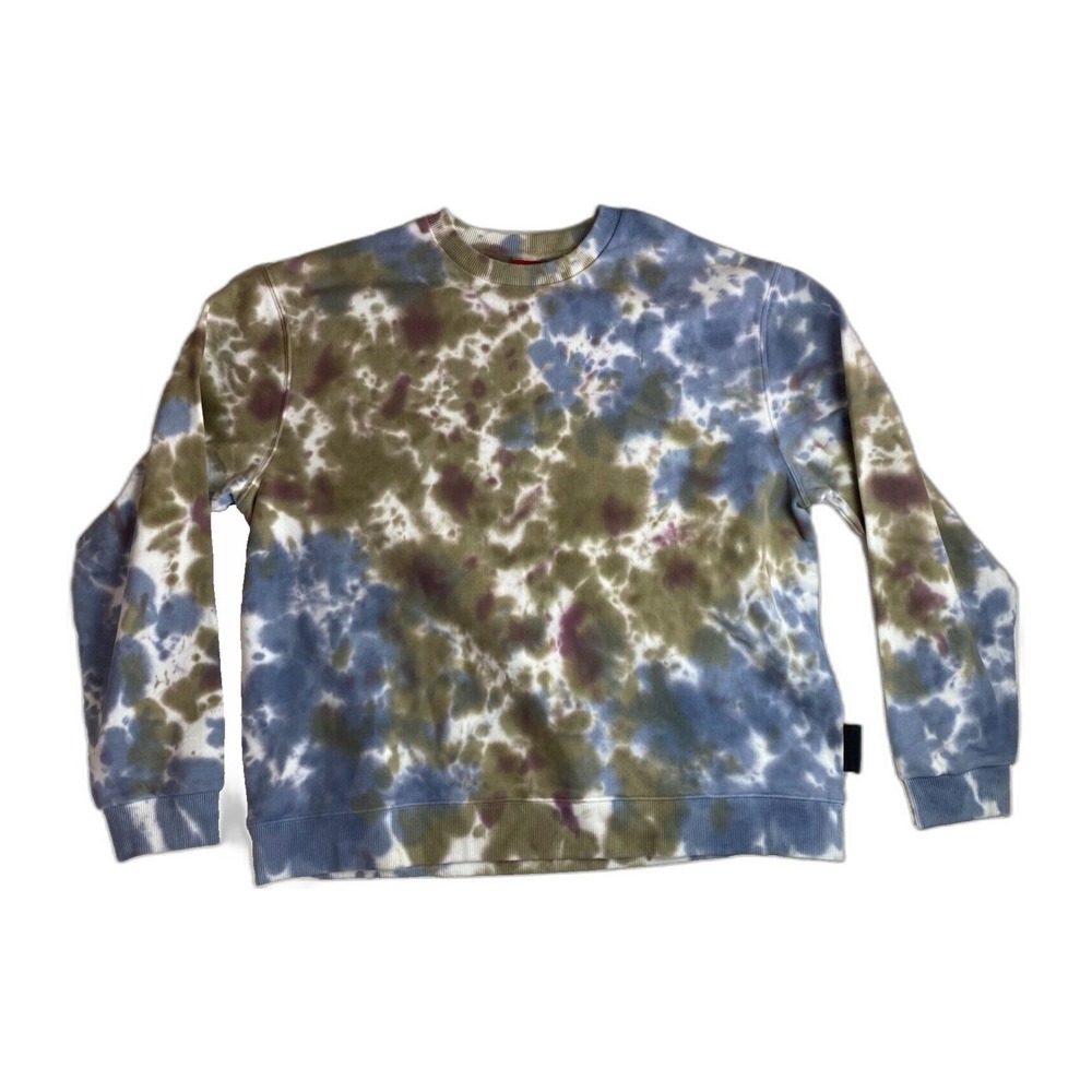 HUGO Crew Neck Sweatshirt Tie Die All Over Print Size XL Trippy Streetwear Black - Picture 1 of 6